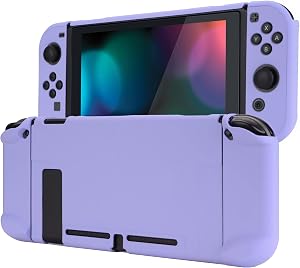 eXtremeRate PlayVital Funda Tacto Suave para Nintendo Switch Carcasa Dura Estuche Protector Separable de Joycons Protectora Dockable Cover C&aacute;scara para Control Switch Joycon Consola(Violeta Claro)