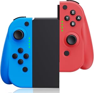Gaaqii Mando Switch, Set De Dos Wireless Gamepad Joystick Mandos para Switch/OLED/Lite con Gyro Axis/Dual Vibraci&oacute;n/Wake up/Captura de Pantalla, Mandos Switch con Soporte - Azul y Rojo