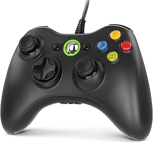 Gezimetie Xbox 360 Mando de Gamepad, USB Wired Controlador con Vibraci&oacute;n, de Gamepad para Xbox 360/360 Slim Mando para PC (Windows 7/8/8.1/10/XP/Vista)