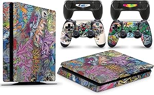 giZmoZ n gadgetZ Calcomanía de Vinilo para Consola PS4 Slim Graffiti + 2 Fundas para Controlador giZmoZ n gadgetZ Calcomanía de Vinilo para Consola PS4 Slim Graffiti + 2 Fundas para Controlador