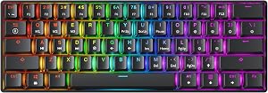 GK61 Teclado mec&aacute;nico gaming Hot-Swap - 61 teclas retroiluminaci&oacute;n LED RGB multicolor para jugadores de PC/Mac interruptor clicky (Gateron Optical Blue)