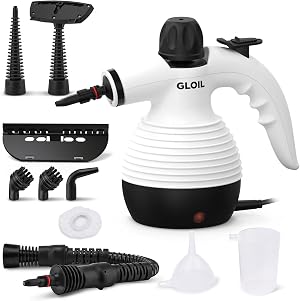 GLOIL vaporeta limpieza hogar,limpiador vapor,vaporeta de mano,vaporeta limpieza sofa,con 10 accesorios para la Eliminaci&oacute;n de Manchas,Alfombras,Cortinas,Asientos Coche,Tapicerias-Steam Cleaner