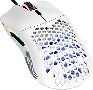 Glorious Gaming Model O Rat&oacute;n gaming con cable - 67 g superligero, dise&ntilde;o colmena, RGB, sensor Pixart 3360, switches de Omron, ambidiestro - Blanco mate