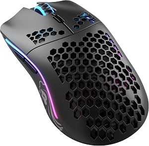 Glorious Gaming Model O Wireless Rat&oacute;n gaming inal&aacute;mbrico - 69 g superligero, dise&ntilde;o colmena, RGB, ambidiestro, sin lag 2,4 GHz inal&aacute;mbrico, hasta 71 horas de bater&iacute;a - Negro mate