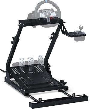 GT Omega Soporte Volante Logitech G29 G920 G923 Force Feedback Thrustmaster T500 RS y TH8A Shifter Mount V1 PS4 Xbox Fanatec Clubsport - Wheel Stand Plegable con Inclinaci&oacute;n Ajustable para Sim Racing