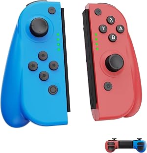 Guifun Mando para Switch, Mandos Switch Inalambricos para Switch/Lite/OLED con Gyro Axis/Dual Vibraci&oacute;n/Wake Up/Funci&oacute;n Screenshot, con un Soporte-Azul y Rojo
