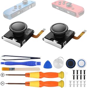 GULIkit Efecto Hall Switch Joycon Joystick Reemplazo 2 piezas, ThumbStick Sin Deriva para Switch OLED/Lite Joycon, Joystick Izquierdo/Derecho de Baja Potencia con Herramienta Reparaci&oacute;n, Tapa Pulgar