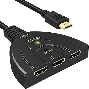 HDMI Switch 4K | GANA 3 Entradas 1 Salida Switch HDMI Splitter Soportes Full HD 4K 3D Duplicador HDMI Conmutador para HDTV/Xbox/PS3/4 /Apple TV/Fire Stick/BLU-Ray DVD-Player Selectores de Audio V&uml;&ordf;deo