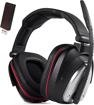 HUHD Auriculares inal&aacute;mbricos para Juegos para PS4, PS4, Nintendo Switch y PC, Bajos Profundos y Auriculares giratorios de Metal, HW-K5U
