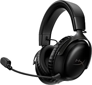 HyperX Cloud III Wireless Auriculares Gaming para PC, PS5, PS4, bater&iacute;a hasta 120 horas, 2.4GHz, drivers 53mm, Micr&oacute;fono 10mm, Negro