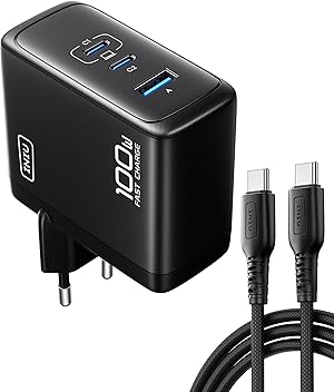 INIU 100W Cargador USB C, PD GAN 3-Puertos Tipo C Carga Rapida, Cargador Compacto y Port&aacute;til con MacBook Air, iPad Pro, iPhone 17 16 Pro MAX, Samsung Galaxy S25 S24 S23 Ultra, Steam Deck Switch 2 etc
