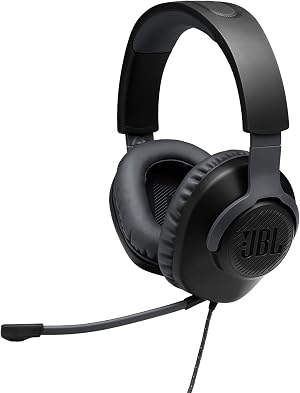 JBL Quantum 100 Auriculares para gamers con sonido QuantumSOUND, micr&oacute;fono Boom dise&ntilde;o ligero, c&oacute;modo y llamativo, compatible con m&uacute;ltiples plataformas, en negro