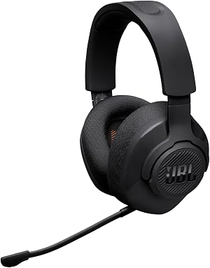 JBL Quantum 360 Auriculares inal&aacute;mbricos circumaurales para gaming, conexi&oacute;n inal&aacute;mbrica dual de 2,4 GHz y Bluetooth, JBL QuantumSURROUND Signature, bater&iacute;a de 22 h, micr&oacute;fono desmontable, negro
