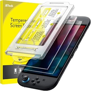 JETech Protector Pantalla Auto Alineaci&oacute;n para Nintendo Switch 2 2025, Cristal Vidrio Templado 9H con Marco de Instalaci&oacute;n S&uacute;per F&aacute;cil, Anti-Ara&ntilde;azos, HD Claro, 2 Unidades