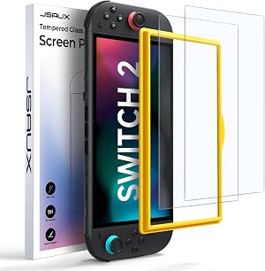 JSAUX 2-Pack Protector Pantalla Anti-reflejos para Nintendo Switch 2, Dureza 9H, Resistente a Ara&ntilde;azos, Cobertura Completa de Pantalla, Instalaci&oacute;n F&aacute;cil con Marco de Montaje, Accesorios Protecci&oacute;n