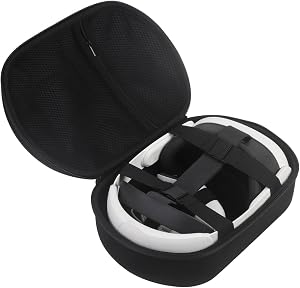 JSVER Quest 3/2 Funda,Estuche Protectora para Vision Pro/Meta Quest 3S/3 y Officiel Elit Strap,Funda de Transporte R&iacute;gido EVA Compatible con Quest 3/2, Gamepad Juego Controlador Kit-Negro
