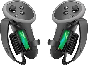 KIWI design Cubierta de agarre actualizada compatible con accesorios Meta Quest 3S/Quest 3, con protecci&oacute;n de apertura de bater&iacute;a y correa de tobillo (negro)