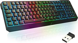 KLIM Chroma Wireless - Teclado inal&aacute;mbrico Gaming - Nuevo 2024 - Teclado Gaming Ligero, Duradero, resiste al Agua, ergon&oacute;mico, silencioso - Teclado Gamer PC PS4 PS5 Xbox One Mac - Negro