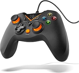 KROM Gamepad KEY -NXKROMKEY- Gamepad con cable, X-input y Direct - input, joystick y gatillos analogicos, funci&oacute;n turbo, compatible con PC, Play station 3 y android 4,2, color negro