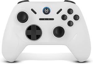 KROM KADOER&mdash; Mando Inal&aacute;mbrico Bluetooth 5.0, 15 Botones, 4 niveles de Vibraci&oacute;n dual, 187 gramos, Indicador LED nivel bater&iacute;a, Compatible con PC/Switch/Switch 2/iOS/Android, Blanco