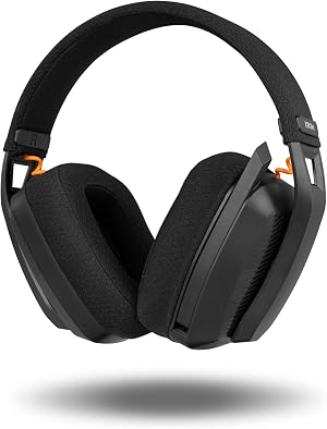 KROM Kanji - Auriculares inal&aacute;mbricos, Conexi&oacute;n Bluetooth 5.3, 2,4Ghz o USB, Altavoces 40mm, Control Volumen y micr&oacute;fono Integrado, Diadema Ajustable y Ligera, Negro