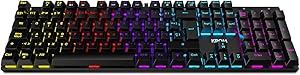 KROM KASIC &ndash; Teclado mec&aacute;nico Gaming RGB con switches Rojos, Layout espa&ntilde;ol, retroiluminaci&oacute;n Rainbow, 25 Teclas Anti-ghosting y 12 Multimedia, Modo Juego, conexi&oacute;n USB &ndash; Negro
