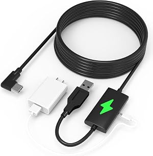 Kuject Cable de enlace de dise&ntilde;o de 16 pies para Oculus Quest 2, con puerto de carga separado para alimentaci&oacute;n ultra duradera, cable USB 3.0 tipo A a C