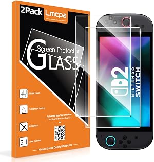 Lmcpa [2 Piezas] Protector Pantalla para 2025 Nintendo Switch 2, Vidrio Templado con F&aacute;cil Instalaci&oacute;n/Anti-Rayado/Alta Definici&oacute;n/9H Dureza para 2025 Nintendo Switch 2
