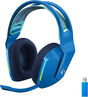 Logitech G733 LIGHTSPEED Auriculares con Micr&oacute;fono Inal&aacute;mbricos para Gaming con Diadema con Suspensi&oacute;n, LIGHTSYNC RGB, Tecnolog&iacute;a de Micr&oacute;fono Blue VO!CE, Ligeros, 29h de Bater&iacute;a, PC, PS4, PS5, Azul