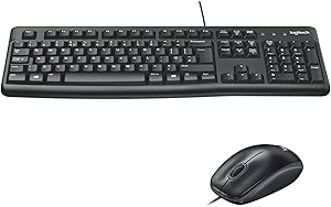 Logitech MK120 Combo con Teclado y Rat&oacute;n con Cable para Windows, Rat&oacute;n &Oacute;ptico con Cable, Teclado de Tama&ntilde;o Completo, USB Plug-and-Play, Compatible con PC y Port&aacute;til, Disposici&oacute;n QWERTY Espa&ntilde;ol - Negro