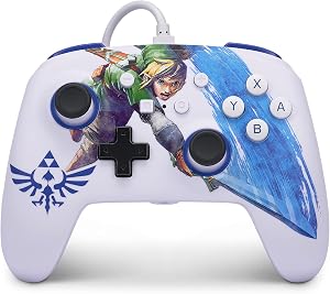 Mando con cable mejorado PowerA para Nintendo Switch - Master Sword Attack, mando, mando para videojuegos, mando con cable, con licencia oficial