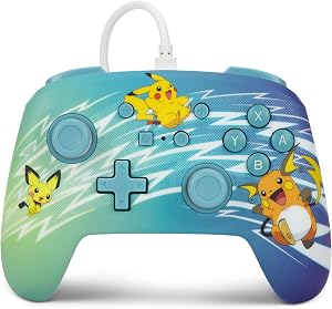 Mando con cable mejorado PowerA para Nintendo Switch - Pikachu-Evolution, mando, mando para videojuegos, mando con cable, con licencia oficial