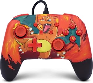 Mando con cable mejorado PowerA para Nintendo Switch - Pok&eacute;mon: Charizard Vortex, mando, mando para videojuegos, mando con cable, con licencia oficial
