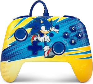 Mando con cable mejorado PowerA para Nintendo Switch - Sonic-Boost, mando, mando para videojuegos, mando con cable, con licencia oficial