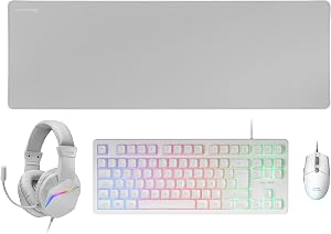 Mars Gaming MCP-RGB3, Pack Gaming Teclado Fixed RGB + Rat&oacute;n Gaming RGB Flow 3200 dpi + Auriculares Over-Ear RGB + Alfombrilla XXL, Blanco, Idioma Espa&ntilde;ol