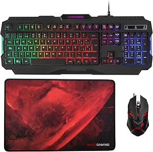 Mars Gaming MCP118, Pack Gaming RGB de Teclado, Rat&oacute;n y Alfombrilla, Idioma Espa&ntilde;ol