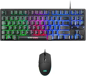 Mars Gaming MCPTKL, Combo Gaming TKL con Teclado H-Mech RGB y Rat&oacute;n 3200 dpi RGB Flow, Antighosting, Compacto y Ergon&oacute;mico, CompatibILIDAD Multiplataforma, Idioma Portugu&eacute;s