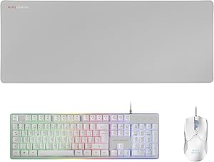 Mars Gaming MCPX, Combo Teclado Gaming H-Mech FRGB, Rat&oacute;n Gaming 10000DPI y Alfombrilla Escritorio XXL, Blanco, Teclado Espa&ntilde;ol