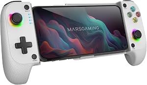 Mars Gaming MGPX, Gamepad Bluetooth 5.0 2en1, RGB Neon, Vibraci&oacute;n Dual y Funci&oacute;n Turbo, Soporte Smartphone Hasta 6.8", Mando Multifunci&oacute;n Compatible PC, Android, iOS y Consolas, USB-C y Funda, Blanco