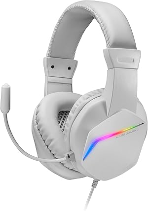 Mars Gaming MH122, Cascos Gaming FRGB Over Ear con Micr&oacute;fono, Sonido HiFi, Cancelaci&oacute;n de Sonido, Ultraligeros, PS4 PS5 Xbox Switch Switch 2 Tablet Windows Mac, Blanco
