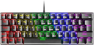 Mars Gaming MK60, Teclado Gaming Mec&aacute;nico 60% Ultraligero con Switch Marr&oacute;n, Iluminaci&oacute;n Rainbow RGB, Teclas Doble Inyecci&oacute;n, Anti-Ghosting y Modo Juego, Multiplataforma, Idioma Portugu&eacute;s, Negro