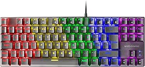 Mars Gaming MK80, Teclado Gaming Mec&aacute;nico TKL Compacto con Switch Marr&oacute;n, Iluminaci&oacute;n Rainbow RGB, Teclas Doble Inyecci&oacute;n, Modo Juego y Anti-Ghosting, Multiplataforma, Idioma Portugu&eacute;s, Negro