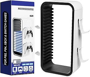 MatoSan Torre de Discos para PS5 PS4 Xbox Nintendo Switch Juegos Memoria 18 Juegos Accesorios para Consola Playstation 5 Juegos Que ahorran Espacio Soporte para Juegos con Soporte para Controlador