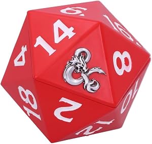 NEMESIS NOW Caja de Almacenamiento de Dados D20 con Licencia Oficial de Dungeons & Dragons, Resina, Black, 13.5cm