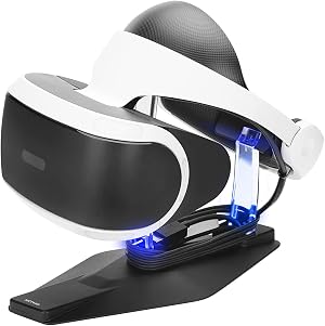 NiTHO VR Soporte Compatible con PS VR, Compatible con Playstation VR Soporte para Auriculares y Gesti&oacute;n de Cables, con Efecto de Luz LED Ambiental (1 Cable de Carga USB Incluido)