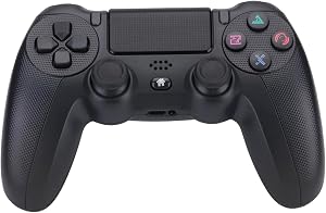 NK Mando para PS4 / PS3 / PC/M&oacute;vil Inal&aacute;mbrico - Wireless Controller con Dualshock, Funci&oacute;n Detecci&oacute;n 6 ejes, Luz LED, Panel T&aacute;ctil, Entrada para Auriculares, Cable de Carga incluido - Negro