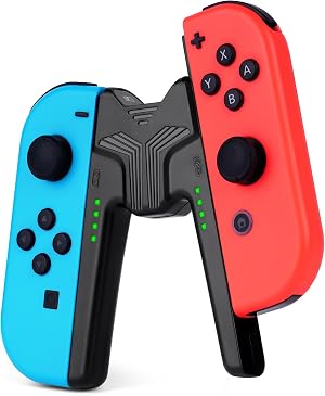OFFCUP Agarre para Juegos, Soporte de Manija de Carga en Forma de V, Joy-con Charger Grip Handle C&oacute;modo con Indicadores de Bater&iacute;a, para Nintendo Switch, NS/OLED, Joy-con (Negro)