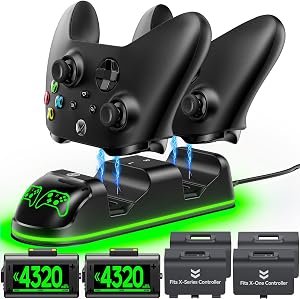 OIVO Cargador Mando Xbox con 2x4320mWh Bateria Mando Xbox para Xbox One/Series X/S, Bateria Mando Xbox Series X para Mando Xbox Series X/S/One, Negro
