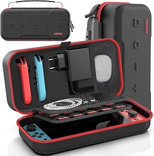 OIVO Funda para Nintendo Switch/OLED, Funda de Transporte para Consola y Accesorios de Nintendo Switch, Funda de Viaje Switch con 20 Ranuras para Tarjetas de Juego - Rojo