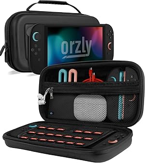 Orzly Funda de Transporte para Consola Nintendo Switch 2 2025 de 7.9 Pulgadas, Funda r&iacute;gida con Almacenamiento Inteligente para Accesorios y Bolsillos de Juegos, edici&oacute;n de Caja de Regalo (Switch